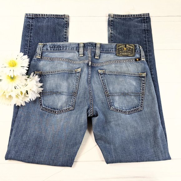 Lucky Brand Slim Straight Distressed Blue Jeans - Picture 9 of 10